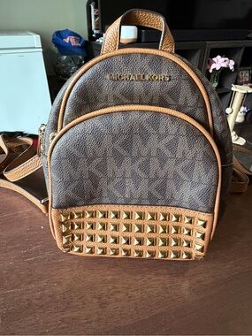 Michael Kors Brown and Tan Logo Mini Backpack